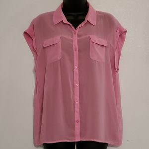 Pink Sheer Button-Up Women's Top